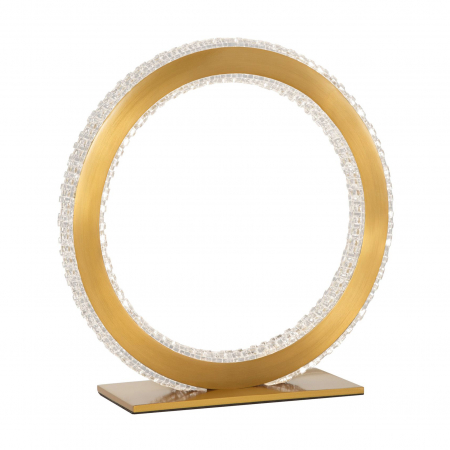 Promotii - Lampa masa rotunda aurie cu cristale Baruch Ø26 cm, iluminare LED, design modern, 9011136 - Novaluce