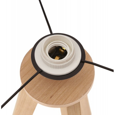 Lampa masa inalta neagra Osku 64,5 cm stil scandinav, abajur material /picioare lemn, TL00190BLNA - Kokoon [6]