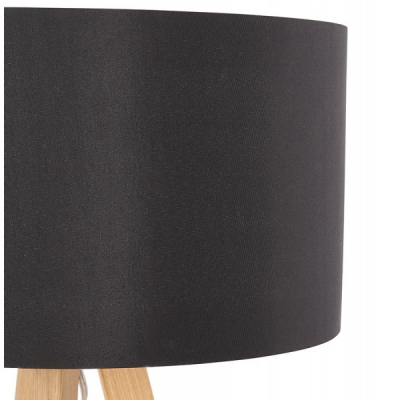 Lampa masa inalta neagra Osku 64,5 cm stil scandinav, abajur material /picioare lemn, TL00190BLNA - Kokoon [2]