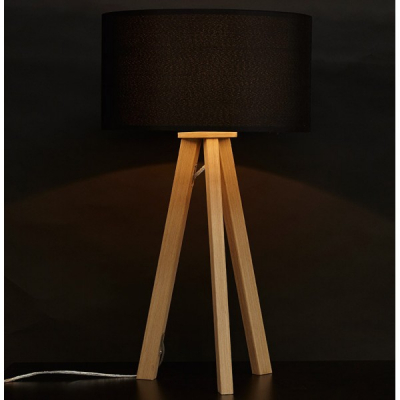 Lampa masa inalta neagra Osku 64,5 cm stil scandinav, abajur material /picioare lemn, TL00190BLNA - Kokoon [12]