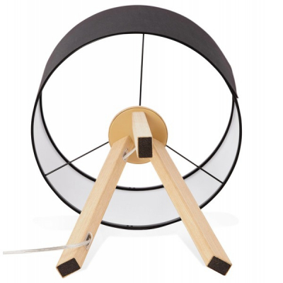 Lampa masa inalta neagra Osku 64,5 cm stil scandinav, abajur material /picioare lemn, TL00190BLNA - Kokoon [9]