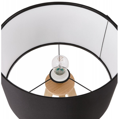 Lampa masa inalta neagra Osku 64,5 cm stil scandinav, abajur material /picioare lemn, TL00190BLNA - Kokoon [4]