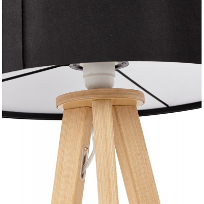 Lampa masa inalta neagra Osku 64,5 cm stil scandinav, abajur material /picioare lemn, TL00190BLNA - Kokoon [7]