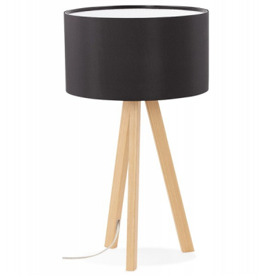 Lampa masa inalta neagra Osku 64,5 cm stil scandinav, abajur material /picioare lemn, TL00190BLNA - Kokoon [13]