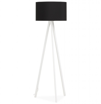 Lampadare - Lampa neagra de podea TRIVET cu design modern 3 picioare albe / material / otel, FL00330BLWH - Kokoon