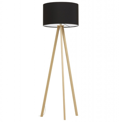 Lampa neagra de podea TRIVET cu design modern 3 picioare / lemn / material, FL00320BLNA - Kokoon [2]