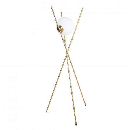 Lampadare - Lampa podea aurie stil minimalist Sticks 60x150 cm forma bete aurii cu glob alb sticla, F0055 - Maxlight