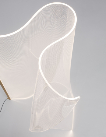 Lampa podea eleganta Wavy 105 cm aurie cu abajur transparent ondulat din acril, LED 31W, 9054402 - Novaluce [3]