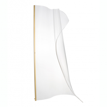 Lampadare - Lampa podea eleganta Wavy 105 cm aurie cu abajur transparent ondulat din acril, LED 31W, 9054402 - Novaluce