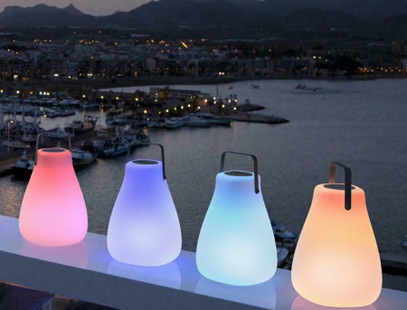 Lampă Portabilă Kurby 38 Battery 27,5x27,5x37 cm, Polietilen Alb, Protecție IP65 - New Garden [1]