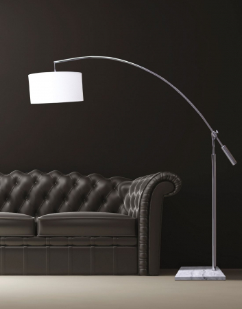 Lampadar alb/negru reglabil Taiki 180 cm, structura crom, baza patrata marmura, AZ 0006 - Azzardo [10]