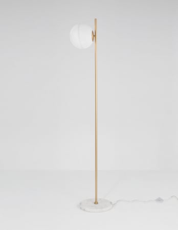 Lampadar auriu Ganiza 155 cm baza marmura alba, abajur forma glob ab sticla opal, 9960619 - Novaluce [1]