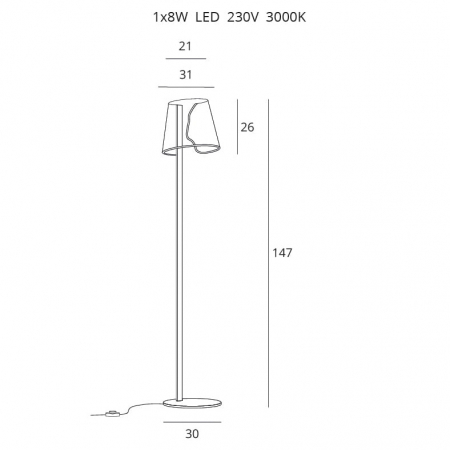 Lampadar auriu iluminare LED Pusha 30x31 cm metal/acril, F0048 - Maxlight [1]