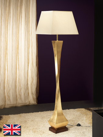 Lampadar auriu/negru de lux Camilo 64 cm baza lemn nuc, abajur textil, 662514 - Schuller [2]