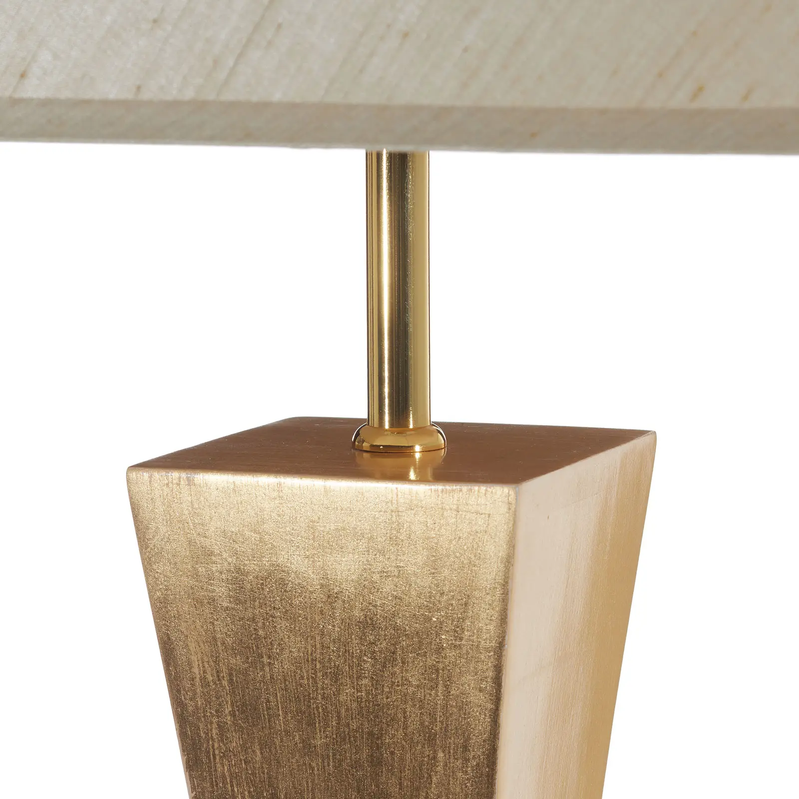 Lampadar auriu/negru de lux Camilo 64 cm baza lemn nuc, abajur textil, 662514 - Schuller [1]