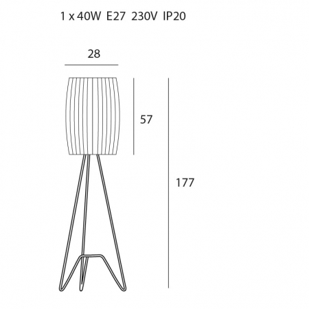 Lampadar cu abajur cilindric textil alb Kagan Ø 28 cm baza trepied metal negru, F0053 - Maxlight [1]