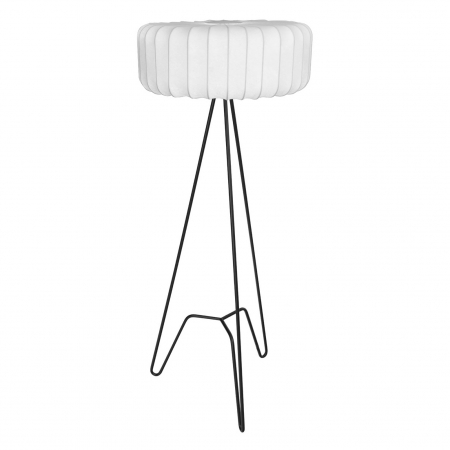 Promotii - Lampadar cu abajur rotund textil alb Kagan Ø 55 cm baza trepied metal negru, F0052 - Maxlight