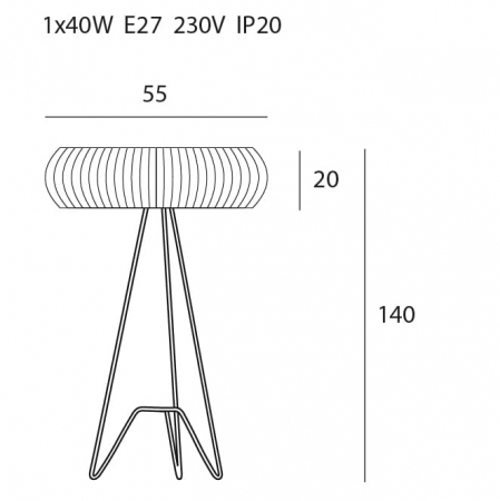 Lampadar cu abajur rotund textil alb Kagan Ø 55 cm baza trepied metal negru, F0052 - Maxlight [1]