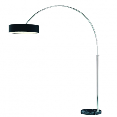 Lampadare - Lampadar cu baza marmura neagra Klaos 205 cm, abajur rotund negru, suport metalic cromat, AZ 0169 - Azzardo