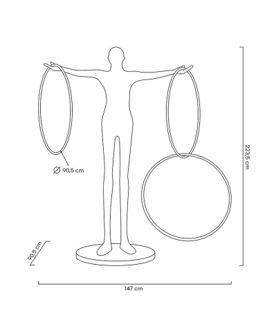 Lampadar Human Circulo 223 147x90,5x223,5 cm, Fibră de Sticlă și Oțel - Moosee [14]
