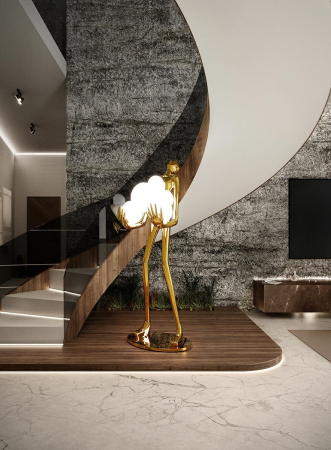 Lampadar Human Gold Premium 80x70x180 cm, Fibră de Sticlă Titan Auriu de Lux - Moosee [8]