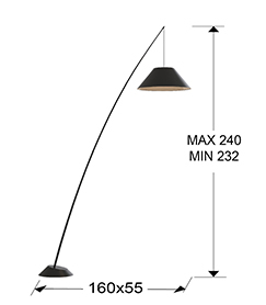 Lampadar inalt negru/alb Afia 240 cm, abajur rotund material textil, 425131 - Schuller [2]