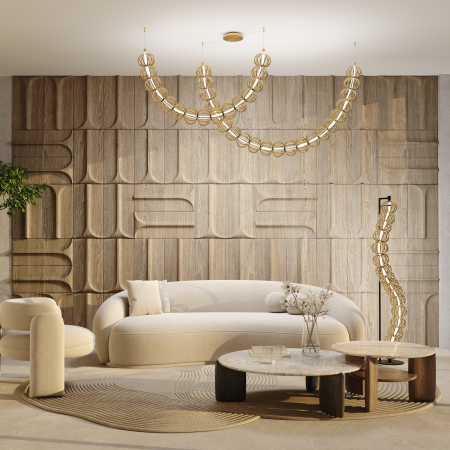 Lampadar LED Golden Cage MOD216FL-L38G3K, cu intrerupator, 48W, 3000lm, lumina calda, IP20, negru+auriu, Maytoni [1]