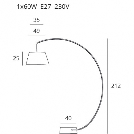 Lampadar modern negru arcuit Catal 175x49x212 cm, F0046 - Maxlight [2]