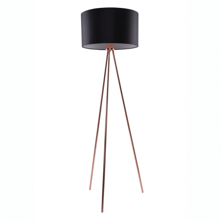 Lampadare - Lampadar modern Omo 150 cm, 3 picioare metal cupru, abajul rotund alb/negru/gri, AZ 3010 - Azzardo