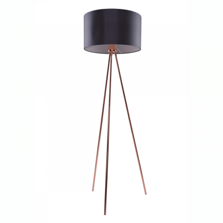 Lampadare - Lampadar modern Omo 150 cm, 3 picioare metal cupru, abajul rotund alb/negru/gri, AZ 3011 - Azzardo