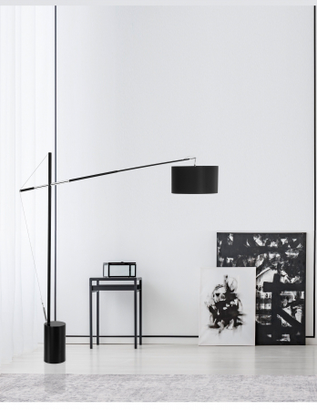 Lampadar premium ajustabil negru/alb Mondi, baza metalica, abajur textil, 41455402 - Novaluce [5]