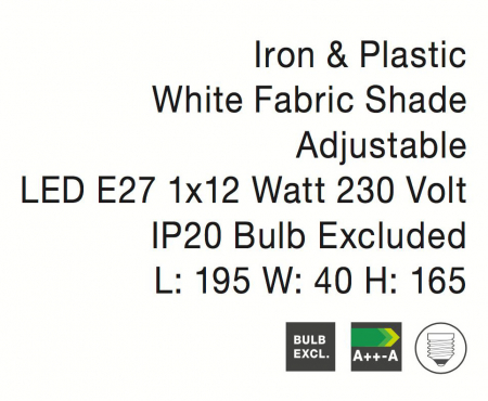 Lampadar premium ajustabil negru/alb Mondi, baza metalica, abajur textil, 41455402 - Novaluce [3]