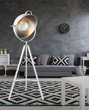 Lampadar tip studio alb/negru Bruno 160 cm cu trei picioare metalice si abajur reglabil, stil industrial, AZ 2378 - Azzardo [2]