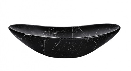 Lavoar baie ceramic aplicat 60 cm, negru mat, imitatie marmura, Lena COMAD [2]