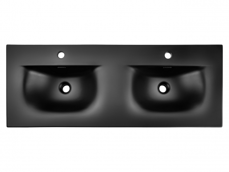 Lavoar dublu pentru mobilier baie, 120 cm, incastrat, negru mat, COMAD [2]