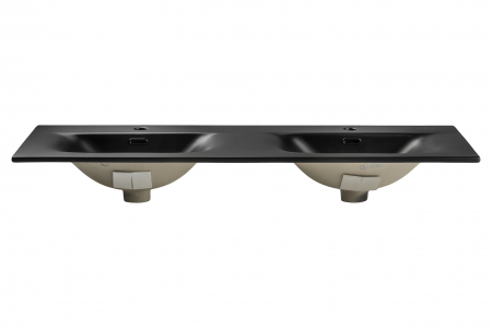 Lavoar dublu pentru mobilier baie, 120 cm, incastrat, negru mat, COMAD [1]