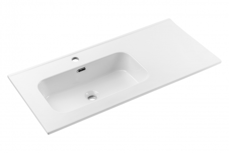 Produse - Lavoar baie mobilier cu o cuva 100 cm, GO, alb lucios cu blat ceramic COMAD