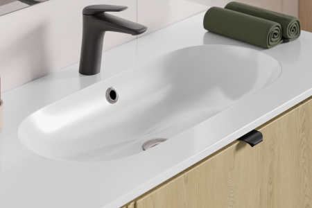 Lavoar pentru mobilier, cu o cuvă, 100 cm , Alb lucios COMAD [6]