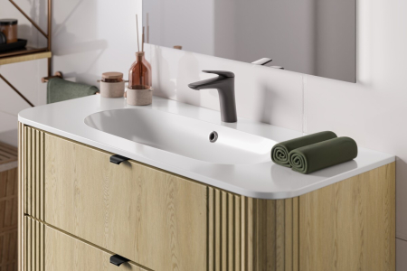 Lavoar pentru mobilier, cu o cuvă, 100 cm , Alb lucios COMAD [5]