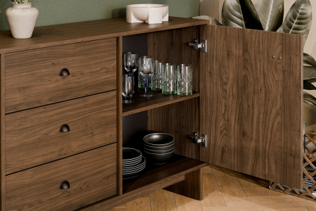 Comoda Yori Villa 52.6 cm, cu 2 Uși și 3 Sertare, Nuc Villa - COMAD [9]
