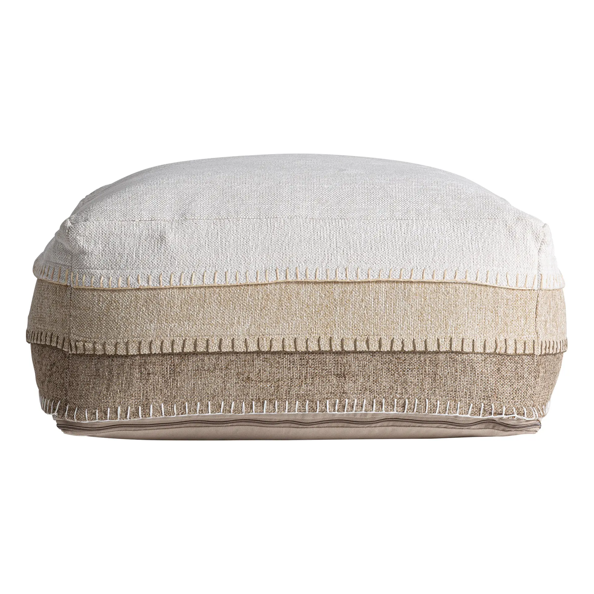 Produse - Luken Puff din Bumbac și Chenille Tonuri Neutre, 66x66x35cm, VicalHome 38455 VicalHome 38455