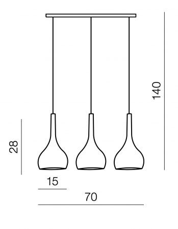 Lusta liniara cu 3 pendule suspendate Ambros 70 cm alba/neagra/crom finisaj lucios, design modern, AZ 0276 - Azzardo [8]