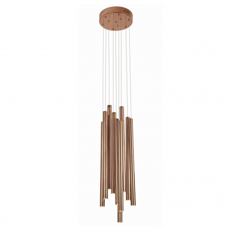 Lustre - Lustra 10 pendule cilindrice cupru/crom/auriu LED dimabil Tonia Ø 20 cm, metal/acril, inaltime reglabila, P0205D - Maxlight