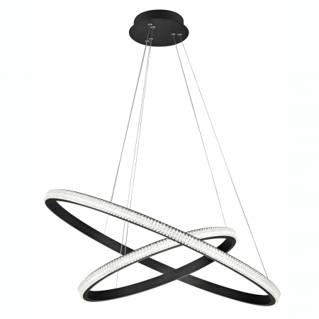 Lustre - Lustra 2 piese rotunda neagra cu cristale acril Michai Ø67 cm LED dimabil, design lux, 9481092 - Novaluce