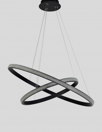 Lustra 2 piese rotunda neagra cu cristale acril Michai Ø67 cm LED dimabil, design lux, 9481092 - Novaluce [1]