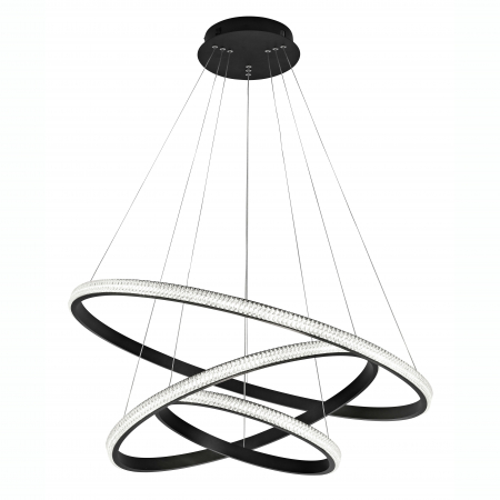Lustre - Lustra 3 piese rotunda neagra cu cristale acril Michai Ø78 cm LED dimabil, design lux, 9481093 - Novaluce