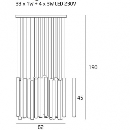 Lustra 33 pendule cilindrice diverse finisaje LED Tonia Ø 62 cm, metal/acril, inaltime reglabila, P0175D - Maxlight [1]