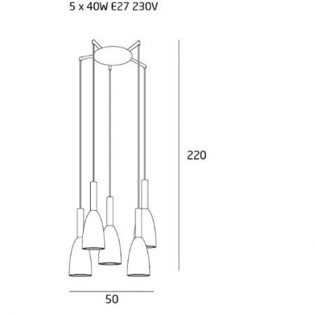 Lustra 5 pendule Ankit Ø 50 cm metal/lemn, inaltime reglabila, P0148 - Maxlight [1]