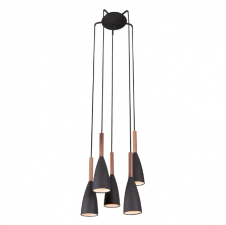 Lustre - Lustra 5 pendule Ankit Ø 50 cm metal/lemn, inaltime reglabila, P0148 - Maxlight