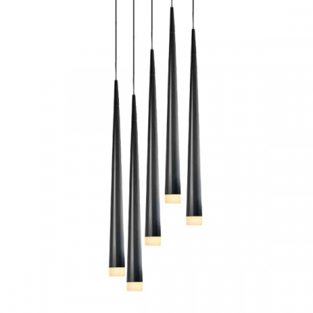 Lustre - Lustra 5 pendule LED inaltime asimetrica forma con negru/alb/crom Culh 18x257 cm, design modern, metal, AZ 0119 - Azzardo